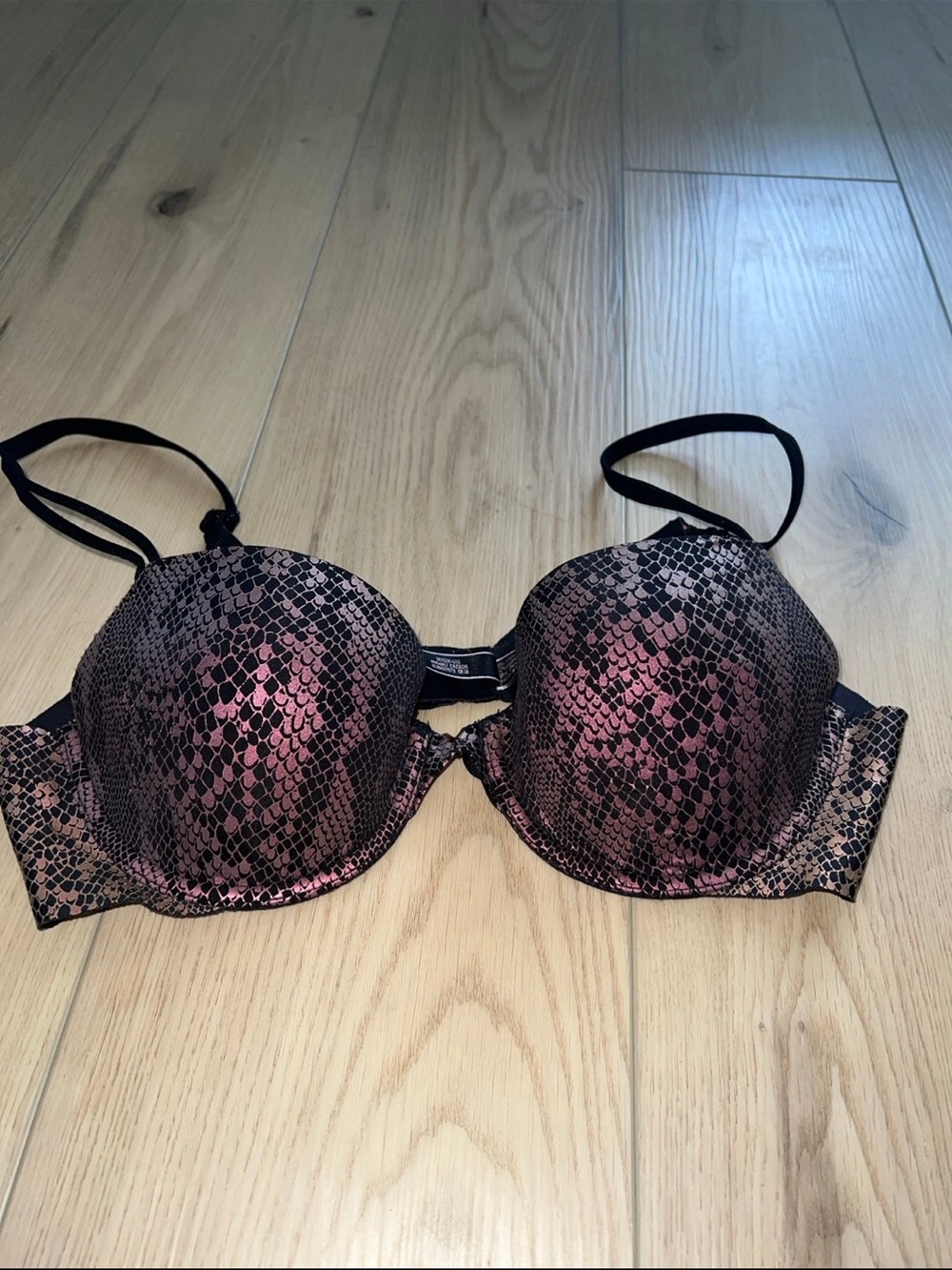 Victoria's Secret Pink and Black Snake-Print Demi Bra